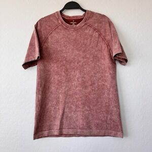Fabletics Activewear T-Shirt Relaxed Fit‎ Short Sleeve Top Red Mineral Wash L